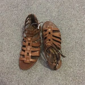 Cognac leather gladiator sandals